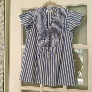 Blue and white striped top NWOT